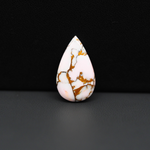 Stabilized Pink Dahlia Pear Cabochon 21x13x4mm 9ct - soft pink and white with bronze veining, Kingman Arizona - Pedra Gems.