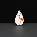 Stabilized Pink Dahlia Pear Cabochon 21x13x4mm 9ct - soft pink and white with bronze veining, Kingman Arizona - Pedra Gems.