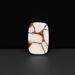 Stabilized Pink Dahlia Cushion Cabochon 20x13x4mm 11.5ct - soft pink and white with bronze veining, Kingman Arizona - Pedra Gems.
