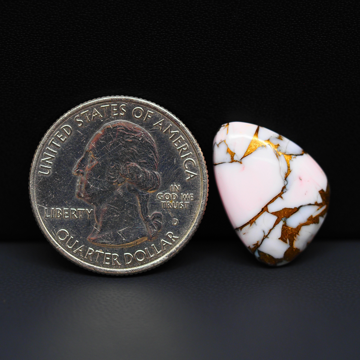 Stabilized Pink Dahlia Freeform Cabochon 20x14x4mm 11ct - soft pink and white with bronze veining, Kingman Arizona - Pedra Gems.