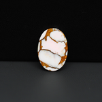 Stabilized Pink Dahlia Oval Cabochon 19x13x4mm 8.5ct - soft pink and white with bronze veining, Kingman Arizona - Pedra Gems.