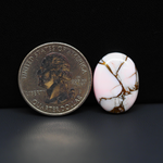 Stabilized Pink Dahlia Oval Cabochon 20x15x4mm 12ct - soft pink and white with bronze veining, Kingman Arizona - Pedra Gems.