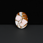 Stabilized Pink Dahlia Oval Cabochon 18x14x4mm 10ct - soft pink and white with bronze veining, Kingman Arizona - Pedra Gems.