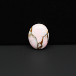 Stabilized Pink Dahlia Oval Cabochon 15x12x4mm 7ct - soft pink and white with bronze veining, Kingman Arizona - Pedra Gems.