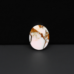 Stabilized Pink Dahlia Oval Cabochon 15x12x4mm 7ct - soft pink and white with bronze veining, Kingman Arizona - Pedra Gems.