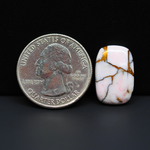 Stabilized Pink Dahlia Cushion Cabochon 19x12x4mm 9.5ct - soft pink and white with bronze veining, Kingman Arizona - Pedra Gems.