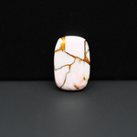 Stabilized Pink Dahlia Cushion Cabochon 19x12x4mm 9.5ct - soft pink and white with bronze veining, Kingman Arizona - Pedra Gems.