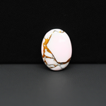 Stabilized Pink Dahlia Oval Cabochon 20x15x4mm 10ct - soft pink and white with bronze veining, Kingman Arizona - Pedra Gems.
