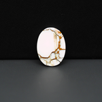 Stabilized Pink Dahlia Oval Cabochon 20x15x4mm 10ct - soft pink and white with bronze veining, Kingman Arizona - Pedra Gems.