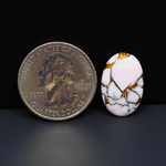 Stabilized Pink Dahlia Oval Cabochon 19x13x4mm 9.5ct - soft pink and white with bronze veining, Kingman Arizona - Pedra Gems.