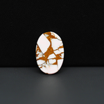 Stabilized Pink Dahlia Oval Cabochon 19x13x4mm 9.5ct - soft pink and white with bronze veining, Kingman Arizona - Pedra Gems.