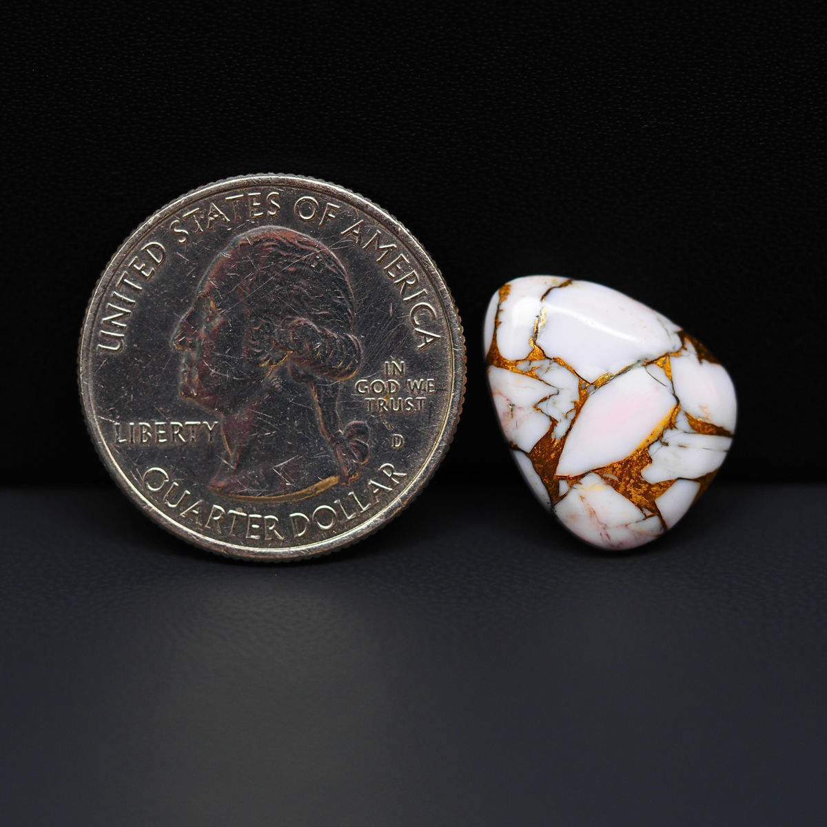 Stabilized Pink Dahlia Freeform Cabochon 18x14x4mm 9.5ct - soft pink and white with bronze veining, Kingman Arizona - Pedra Gems.