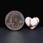 Stabilized Pink Dahlia Heart Cabochon 15x17x4mm 9.5ct - soft pink and white with bronze veining, Kingman Arizona - Pedra Gems.