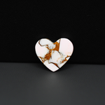 Stabilized Pink Dahlia Heart Cabochon 15x17x4mm 9.5ct - soft pink and white with bronze veining, Kingman Arizona - Pedra Gems.