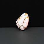 Stabilized Pink Dahlia Freeform Cabochon 17x11x4mm 6.5ct - soft pink and white with bronze veining, Kingman Arizona - Pedra Gems.