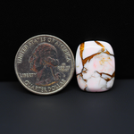 Stabilized Pink Dahlia Cushion Cabochon 20x15x4mm 13ct - soft pink and white with bronze veining, Kingman Arizona - Pedra Gems.