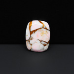 Stabilized Pink Dahlia Cushion Cabochon 20x15x4mm 13ct - soft pink and white with bronze veining, Kingman Arizona - Pedra Gems.