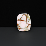 Stabilized Pink Dahlia Cushion Cabochon 20x15x4mm 13ct - soft pink and white with bronze veining, Kingman Arizona - Pedra Gems.
