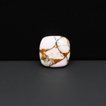 Stabilized Pink Dahlia Cushion Cabochon 15x15x4mm 9ct - soft pink and white with bronze veining, Kingman Arizona - Pedra Gems.