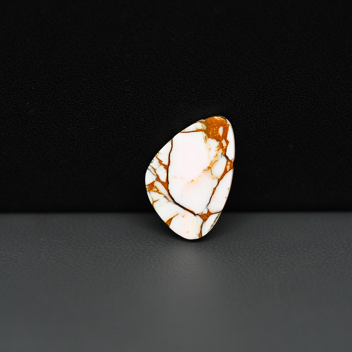 Stabilized Pink Dahlia Freeform Cabochon 18x12x4mm 7.5ct - soft pink and white with bronze veining, Kingman Arizona - Pedra Gems.