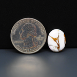 Stabilized Pink Dahlia Oval Cabochon 15x14x3mm 6.5ct - soft pink and white with bronze veining, Kingman Arizona - Pedra Gems.