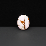 Stabilized Pink Dahlia Oval Cabochon 15x14x3mm 6.5ct - soft pink and white with bronze veining, Kingman Arizona - Pedra Gems.