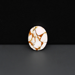 Stabilized Pink Dahlia Oval Cabochon 15x14x3mm 6.5ct - soft pink and white with bronze veining, Kingman Arizona - Pedra Gems.