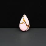 Stabilized Pink Dahlia Pear Cabochon 17x11x4mm 6ct - soft pink and white with bronze veining, Kingman Arizona - Pedra Gems.