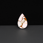 Stabilized Pink Dahlia Pear Cabochon 17x11x4mm 6ct - soft pink and white with bronze veining, Kingman Arizona - Pedra Gems.