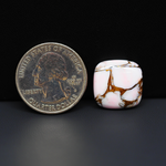 Stabilized Pink Dahlia Cushion Cabochon 17x16x4mm 12.5ct - soft pink and white with bronze veining, Kingman Arizona - Pedra Gems.