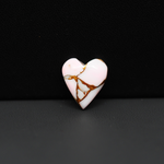 Stabilized Pink Dahlia Heart Cabochon 15x13x4mm 6ct - soft pink and white with bronze veining, Kingman Arizona - Pedra Gems.