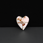 Stabilized Pink Dahlia Heart Cabochon 15x13x4mm 6ct - soft pink and white with bronze veining, Kingman Arizona - Pedra Gems.