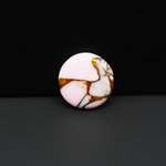 Stabilized Pink Dahlia Round Cabochon 16x16x4mm 9.5ct - soft pink and white with bronze veining, Kingman Arizona - Pedra Gems.