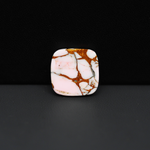 Stabilized Pink Dahlia Cushion Cabochon 16x16x3mm 10ct - soft pink and white with bronze veining, Kingman Arizona - Pedra Gems.