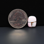 Stabilized Pink Dahlia Cushion Cabochon 14x11x4mm 5.5ct - soft pink and white with bronze veining, Kingman Arizona - Pedra Gems.