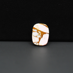 Stabilized Pink Dahlia Cushion Cabochon 14x11x4mm 5.5ct - soft pink and white with bronze veining, Kingman Arizona - Pedra Gems.