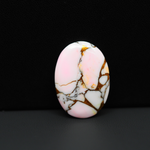 Stabilized Pink Dahlia Oval Cabochon 26x19x4mm 18.5ct - soft pink and white with bronze veining, Kingman Arizona - Pedra Gems.