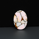 Stabilized Pink Dahlia Oval Cabochon 26x19x4mm 18.5ct - soft pink and white with bronze veining, Kingman Arizona - Pedra Gems.