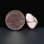 Stabilized Pink Dahlia Freeform Cabochon 19x12x3mm 7.5ct - soft pink and white with bronze veining, Kingman Arizona - Pedra Gems.