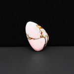 Stabilized Pink Dahlia Freeform Cabochon 19x12x3mm 7.5ct - soft pink and white with bronze veining, Kingman Arizona - Pedra Gems.