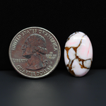 Stabilized Pink Dahlia Oval Cabochon 21x13x4mm 10ct - soft pink and white with bronze veining, Kingman Arizona - Pedra Gems.