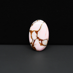 Stabilized Pink Dahlia Oval Cabochon 21x13x4mm 10ct - soft pink and white with bronze veining, Kingman Arizona - Pedra Gems.
