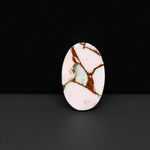 Stabilized Pink Dahlia Oval Cabochon 21x13x4mm 10ct - soft pink and white with bronze veining, Kingman Arizona - Pedra Gems.