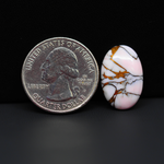 Stabilized Pink Dahlia Oval Cabochon 20x13x4mm 10ct - soft pink and white with bronze veining, Kingman Arizona - Pedra Gems.