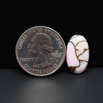 Stabilized Pink Dahlia Oval Cabochon 18x11x3mm 7.5ct - soft pink and white with bronze veining, Kingman Arizona - Pedra Gems.