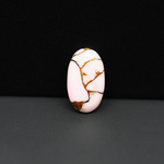 Stabilized Pink Dahlia Oval Cabochon 18x11x3mm 7.5ct - soft pink and white with bronze veining, Kingman Arizona - Pedra Gems.