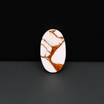 Stabilized Pink Dahlia Oval Cabochon 18x11x3mm 7.5ct - soft pink and white with bronze veining, Kingman Arizona - Pedra Gems.