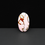 Stabilized Pink Dahlia Oval Cabochon 19x11x3mm 7ct - soft pink and white with bronze veining, Kingman Arizona - Pedra Gems.