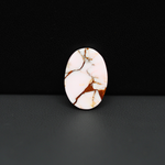 Stabilized Pink Dahlia Oval Cabochon 17x12x3mm 6.5ct - soft pink and white with bronze veining, Kingman Arizona - Pedra Gems.