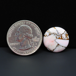 Stabilized Pink Dahlia Round Cabochon 17x17x4mm 10ct - soft pink and white with bronze veining, Kingman Arizona - Pedra Gems.